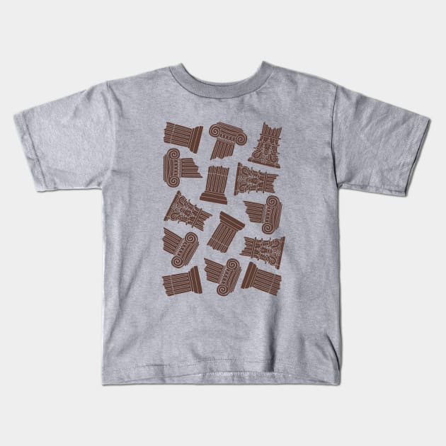 Dark Academia: Greek Column Pattern (ver. 2) Kids T-Shirt by ElectricFangs